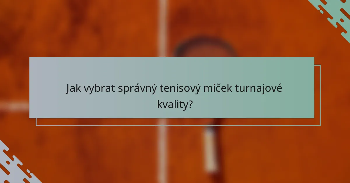 Jak vybrat správný tenisový míček turnajové kvality?