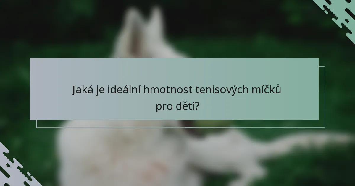 Jaká je ideální hmotnost tenisových míčků pro děti?