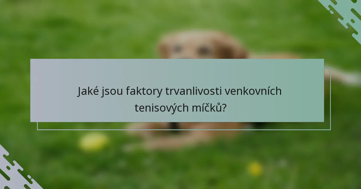 Jaké jsou faktory trvanlivosti venkovních tenisových míčků?