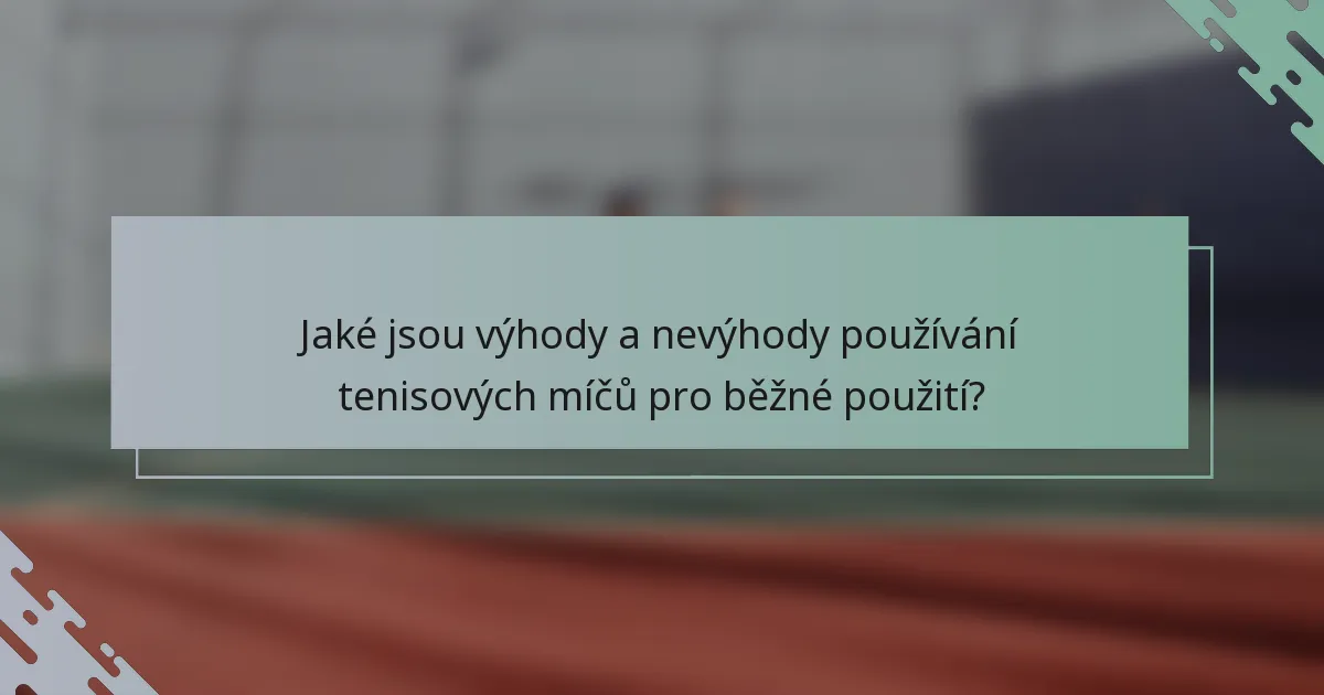 Jaké jsou výhody a nevýhody používání tenisových míčů pro běžné použití?