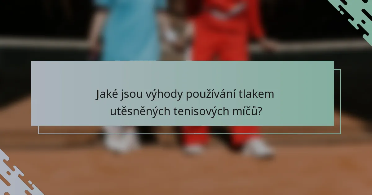 Jaké jsou výhody používání tlakem utěsněných tenisových míčů?