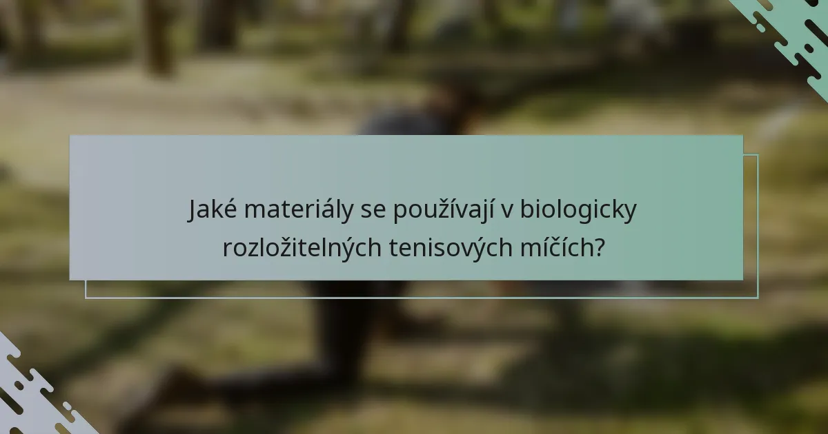 Jaké materiály se používají v biologicky rozložitelných tenisových míčích?