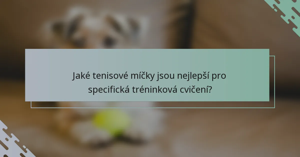 Jaké tenisové míčky jsou nejlepší pro specifická tréninková cvičení?