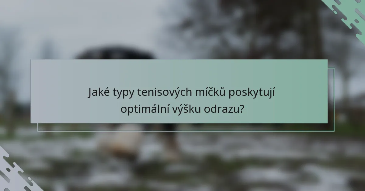 Jaké typy tenisových míčků poskytují optimální výšku odrazu?