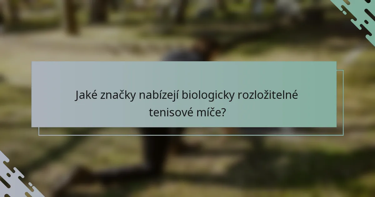 Jaké značky nabízejí biologicky rozložitelné tenisové míče?